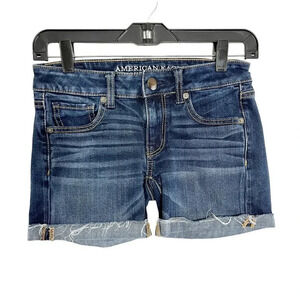American Eagle Midi Cuffed Cutoff Shorts Women's Size 00